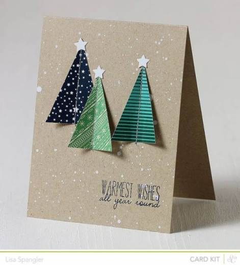 новогодние открытки с бумажными елками
