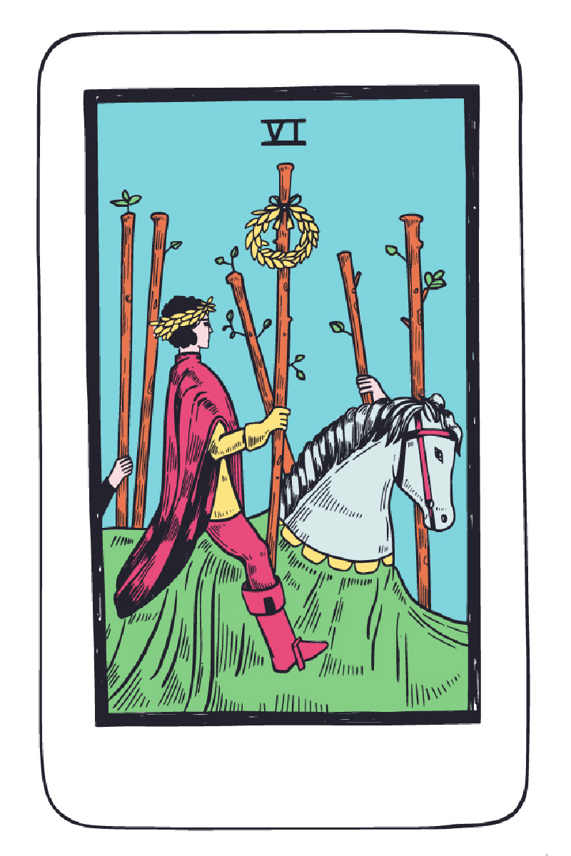 Шестерка Жезлов (Six of Wands)